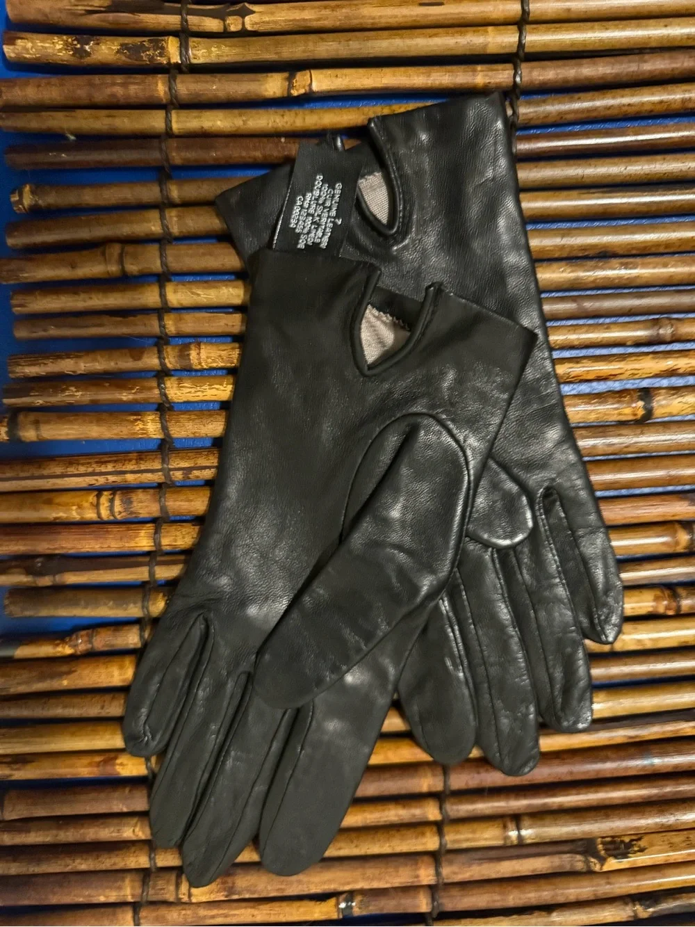 Lord & Taylor Leather and Silk Black Driving Gloves